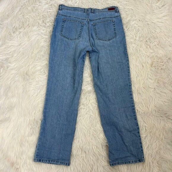 Gloria Vanderbilt Amanda 10 Petite Women's Denim Jeans Blue Taped Light Wash - Picture 2 of 12